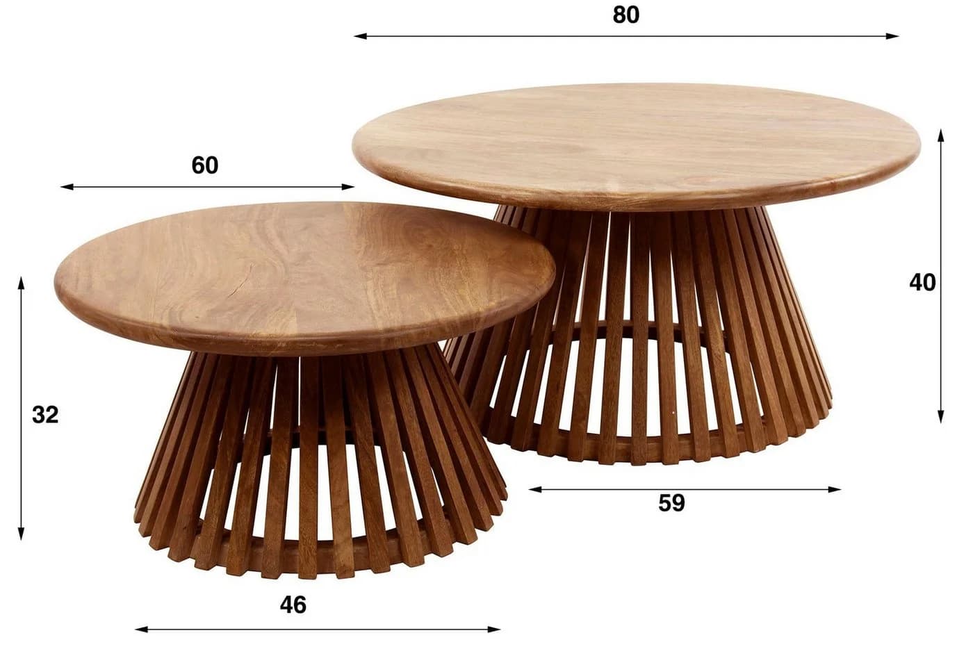 Luxusbetten24 Couchtisch Savira 2er Set Beige Mangoholz - Bild 4