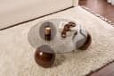 Luxusbetten24 Couchtisch Morento mit runder Glasplatte Rauch Bild 2
