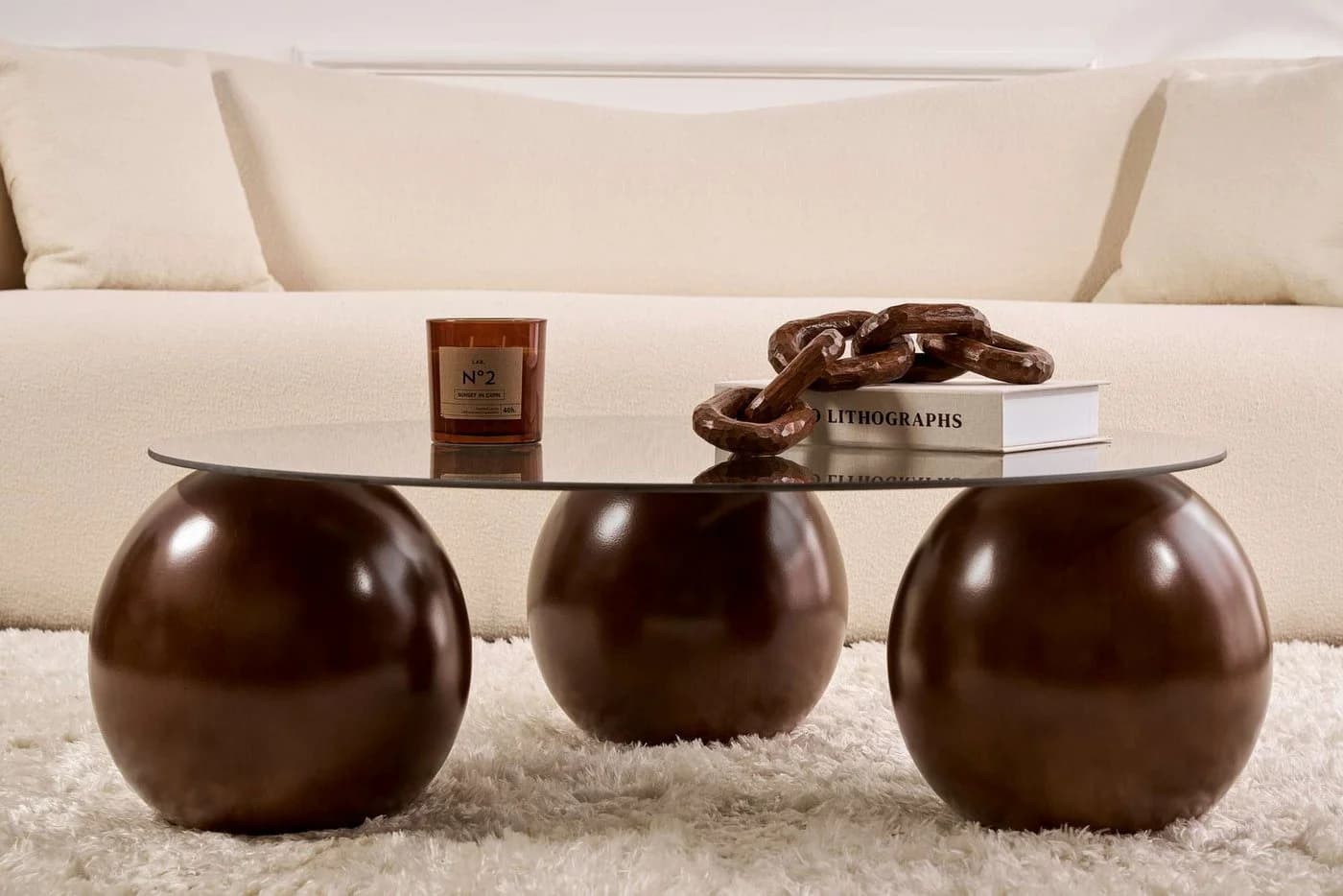 Luxusbetten24 Couchtisch Morento mit runder Glasplatte Rauch - Bild 4