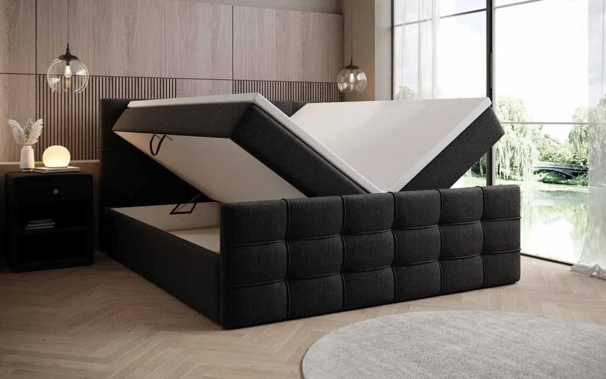 Luxusbetten24 Boxspringbett Luxor Stoff Schwarz mit Stauraum - Bild 3
