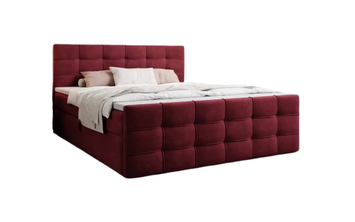 Luxusbetten24 Boxspringbett Luxor Samt rot mit Stauraum - Bild 2