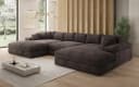 Luxusbetten24 Designer Sofa Bernardo U in Cord Braun mit breiter Ottomane Bild 3