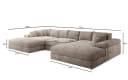 Luxusbetten24 Designer Sofa Bernardo U in Cord Braun mit breiter Ottomane Bild 4