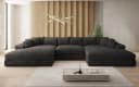 Luxusbetten24 Designer Sofa Bernardo U Cord Schwarz mit Ottomane Bild 1