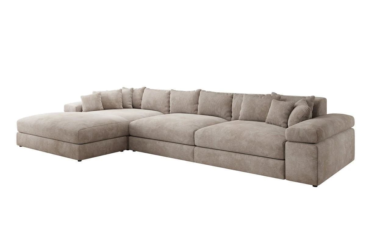 Luxusbetten24 Designer Sofa Bernardo L Maxi Cord Beige mit Ottomane - Bild 2