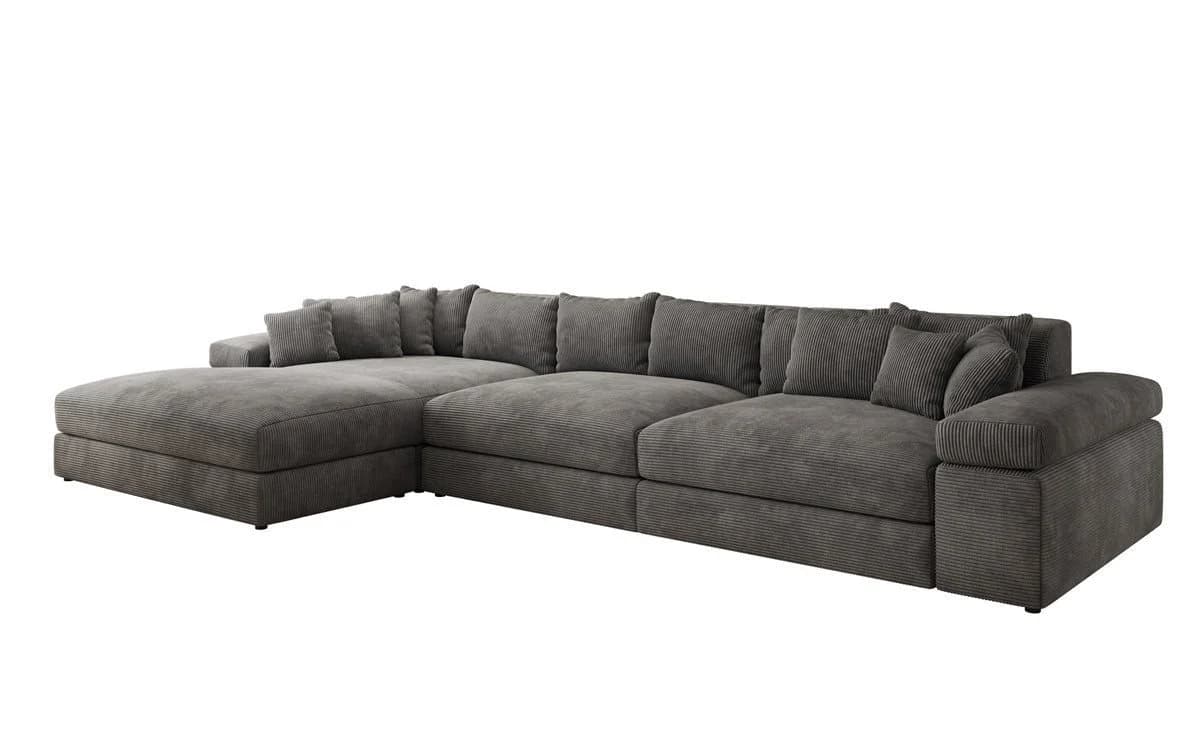 Luxusbetten24 Designer Sofa Bernardo L Maxi Cord Grau mit Ottomane - Bild 2