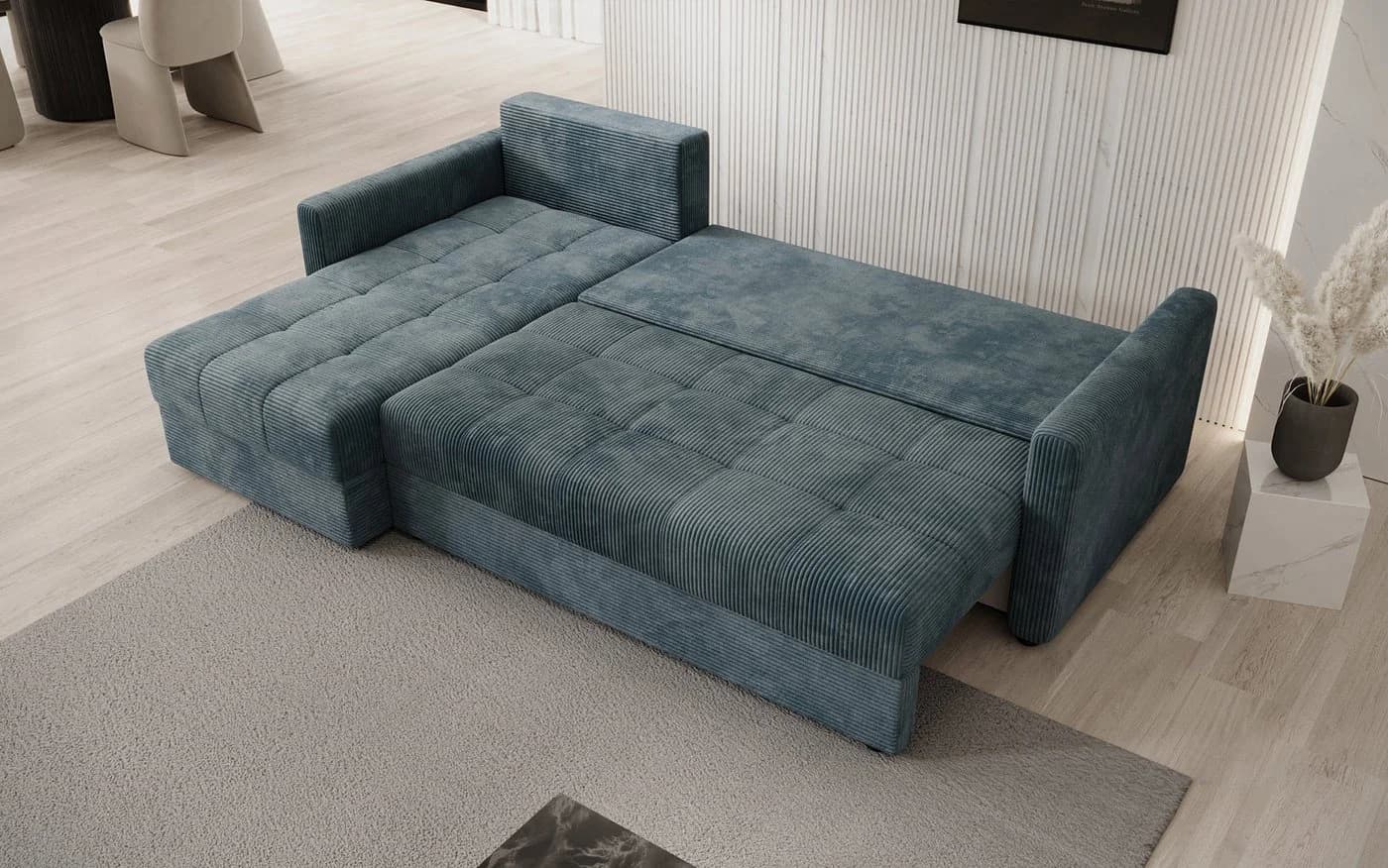Luxusbetten24 Schlafsofa Designer Sofa Roma in Cord mit Stauraum - Bild 3