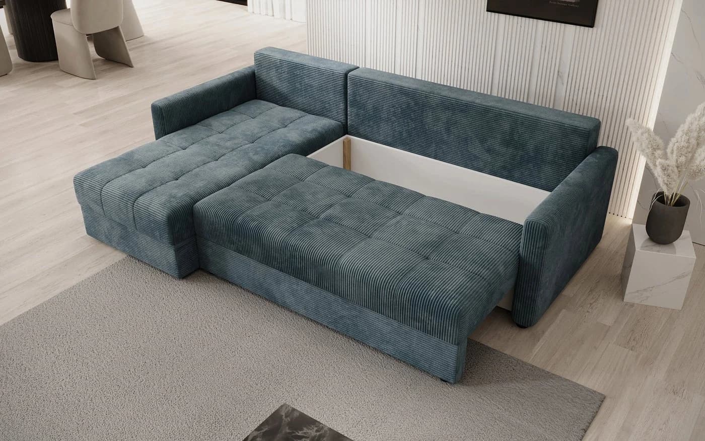 Luxusbetten24 Schlafsofa Designer Sofa Roma in Cord mit Stauraum - Bild 4