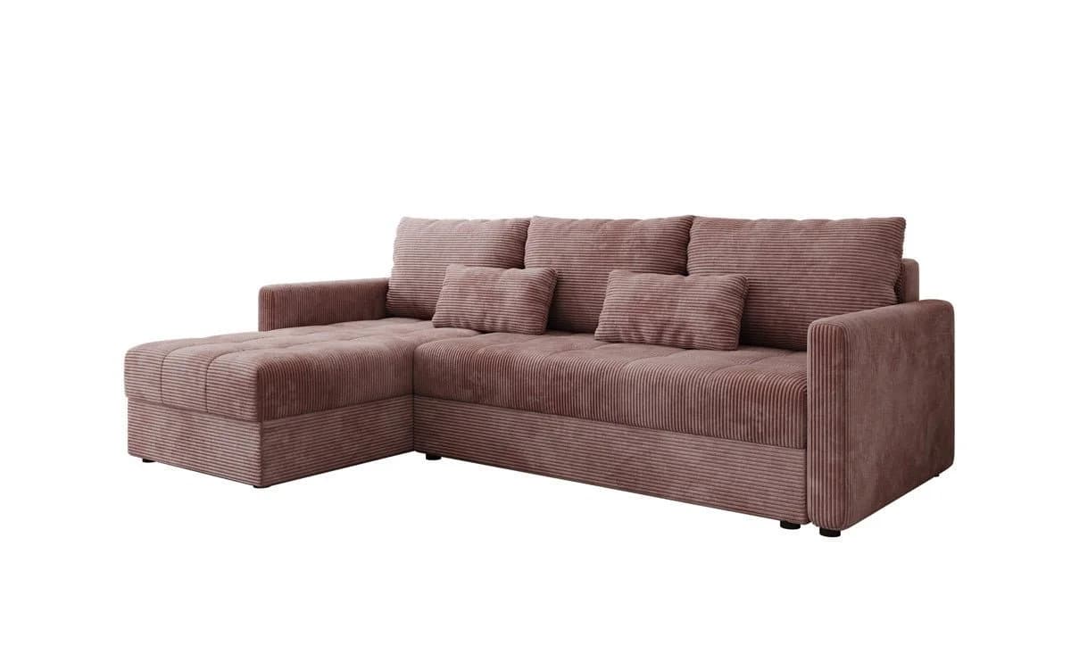 Luxusbetten24 Schlafsofa Roma Cord Rosa mit Stauraum - Bild 2