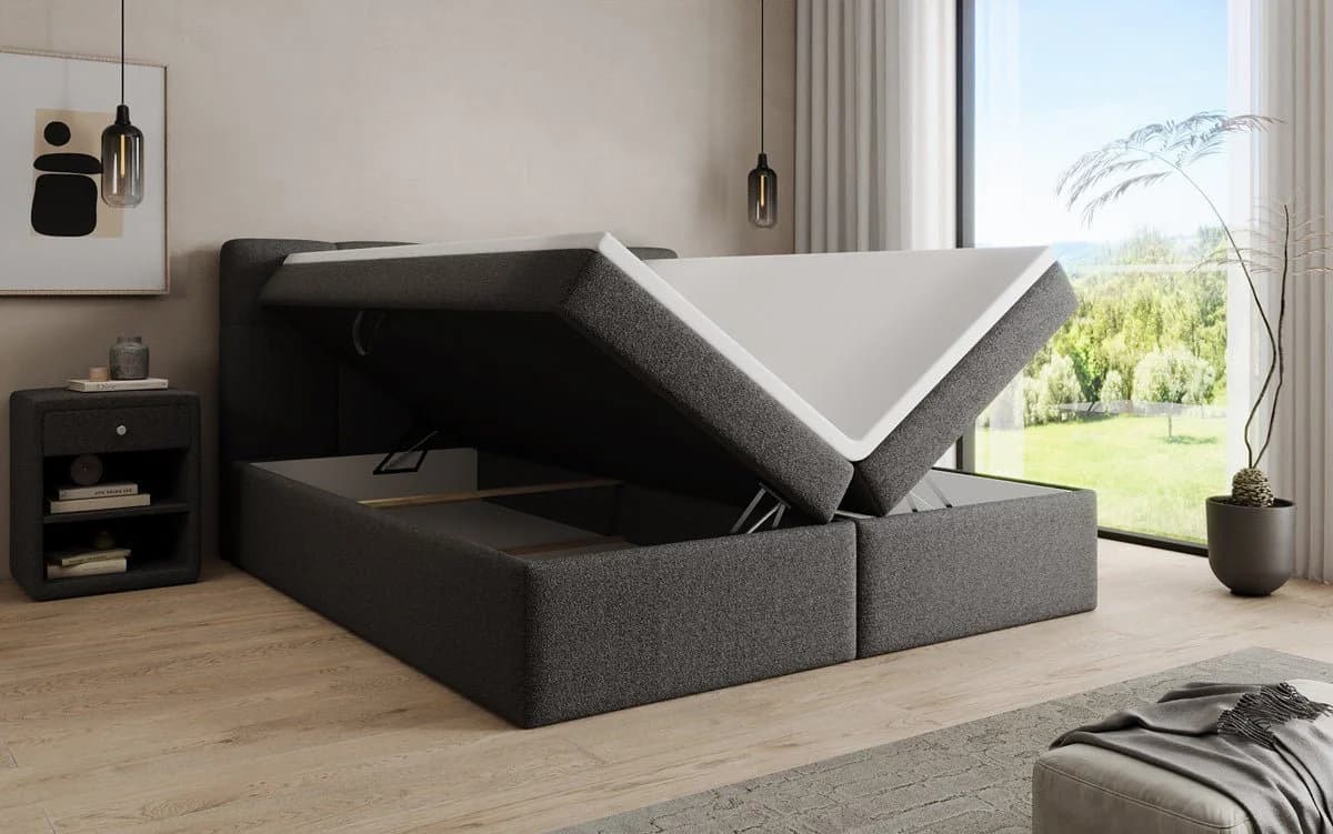 Luxusbetten24 Boxspringbett Cozy II grau mit Stauraum und Topper - Bild 4