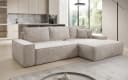 Luxusbetten24 Schlafsofa Verona Beige mit Ottomane und Stauraum Bild 1