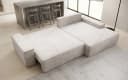 Luxusbetten24 Schlafsofa Verona Beige mit Ottomane und Stauraum Bild 4