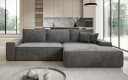 Luxusbetten24 Schlafsofa Verona Grau mit breiter Ottomane und Schlaffunktion Bild 1