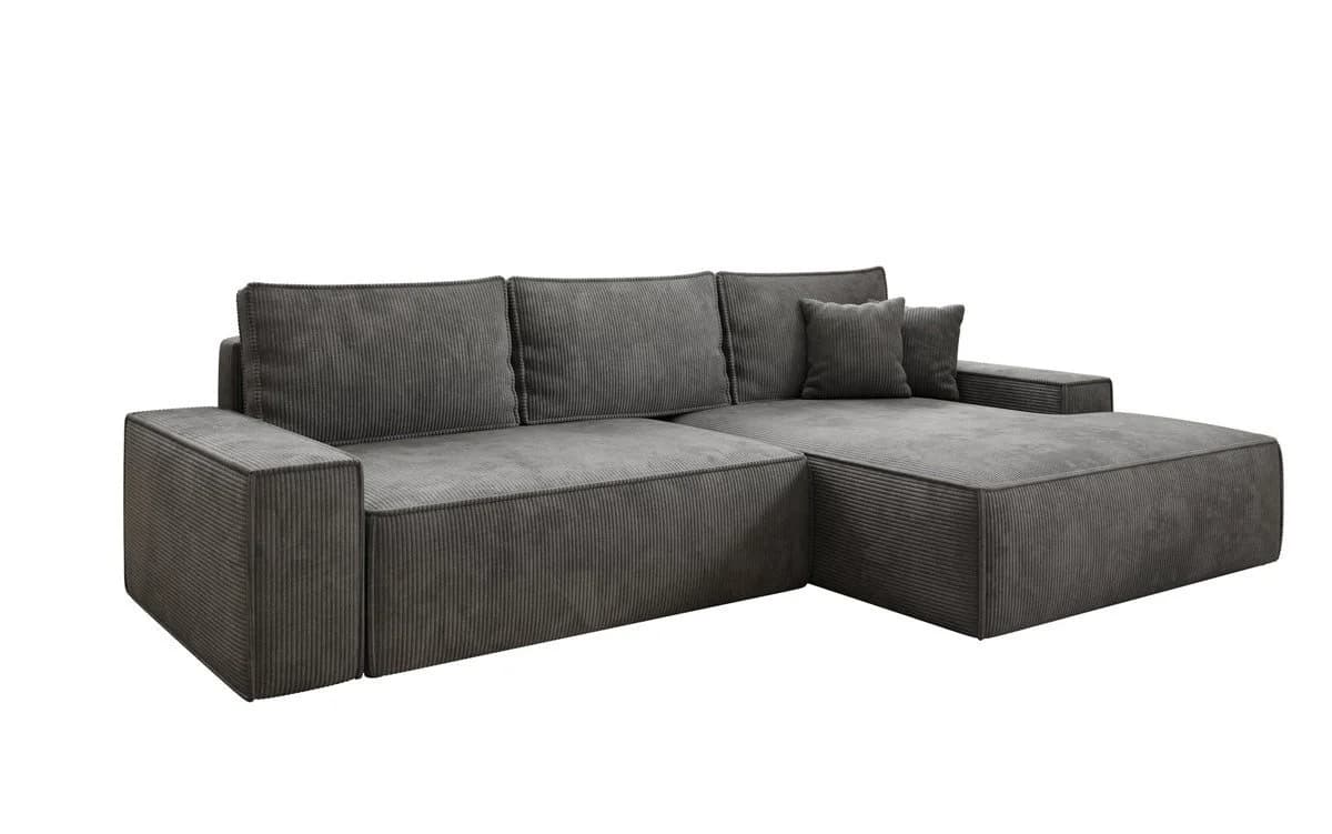 Luxusbetten24 Schlafsofa Verona Grau mit breiter Ottomane und Schlaffunktion - Bild 2