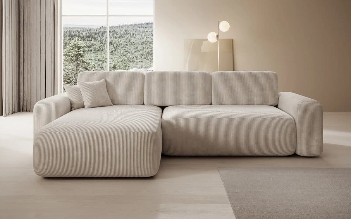 Luxusbetten24 Schlafsofa Lola Cord Beige mit Stauraum - Bild 3
