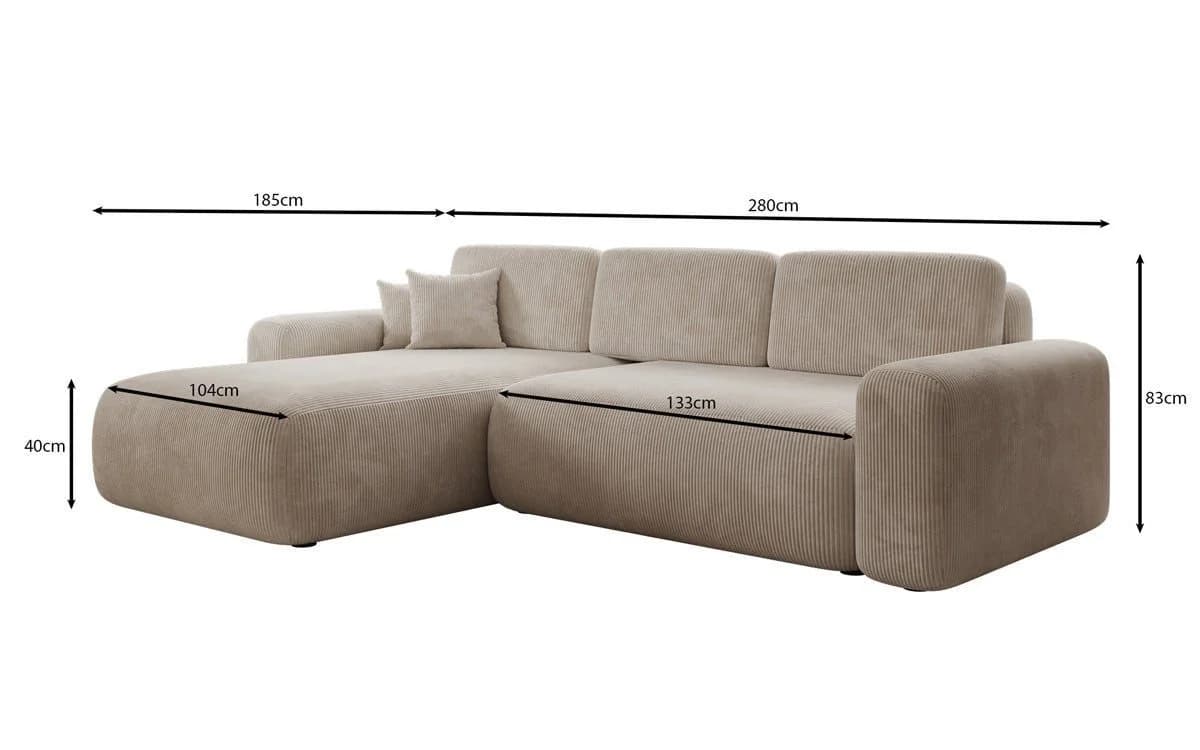 Luxusbetten24 Schlafsofa Lola Cord Beige mit Stauraum - Bild 4