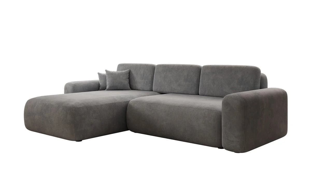 Luxusbetten24 Schlafsofa Designer Ecksofa Lola in Grau Cord mit Stauraum - Bild 2