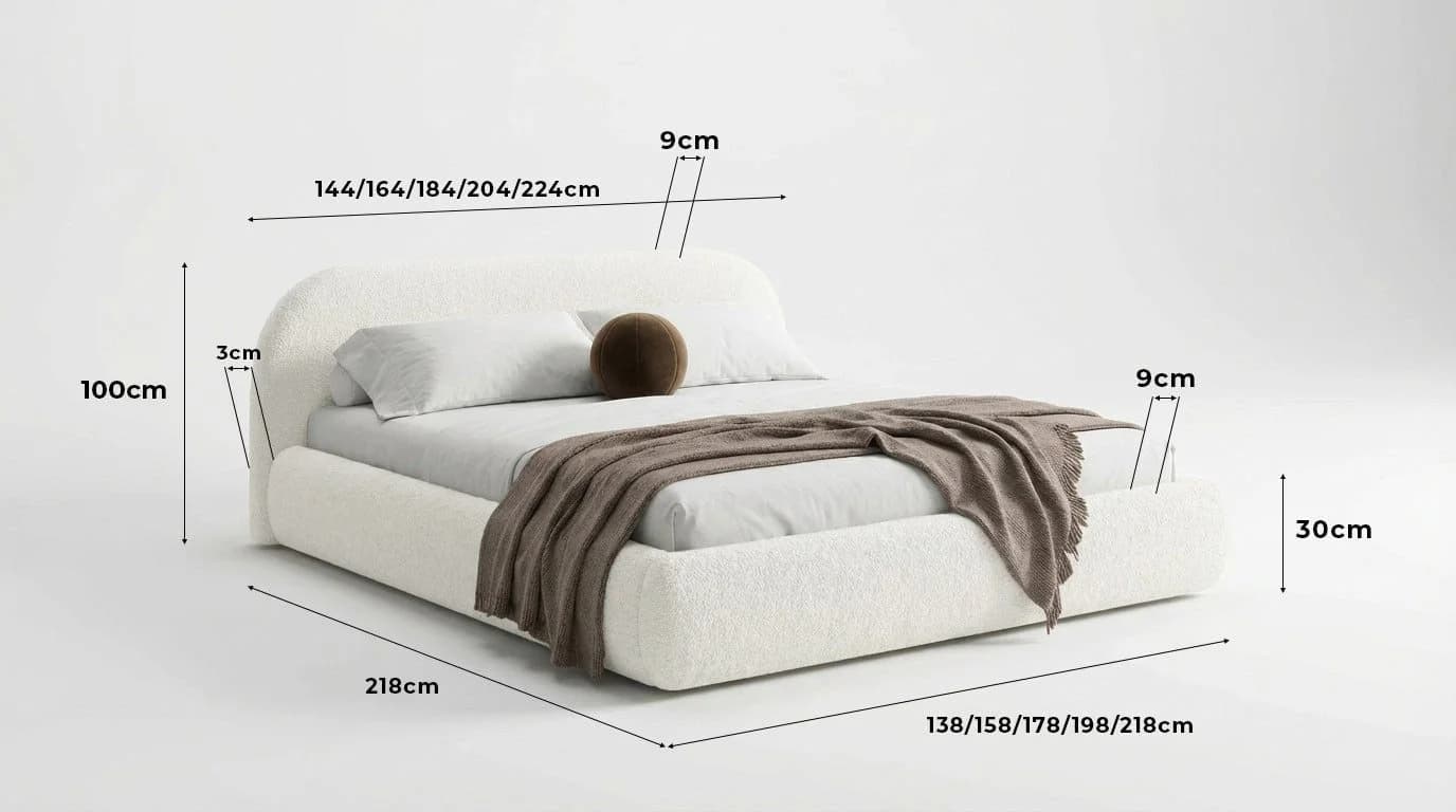 Luxusbetten24 Polsterbett Luma Weiß Bouclé mit Stauraum