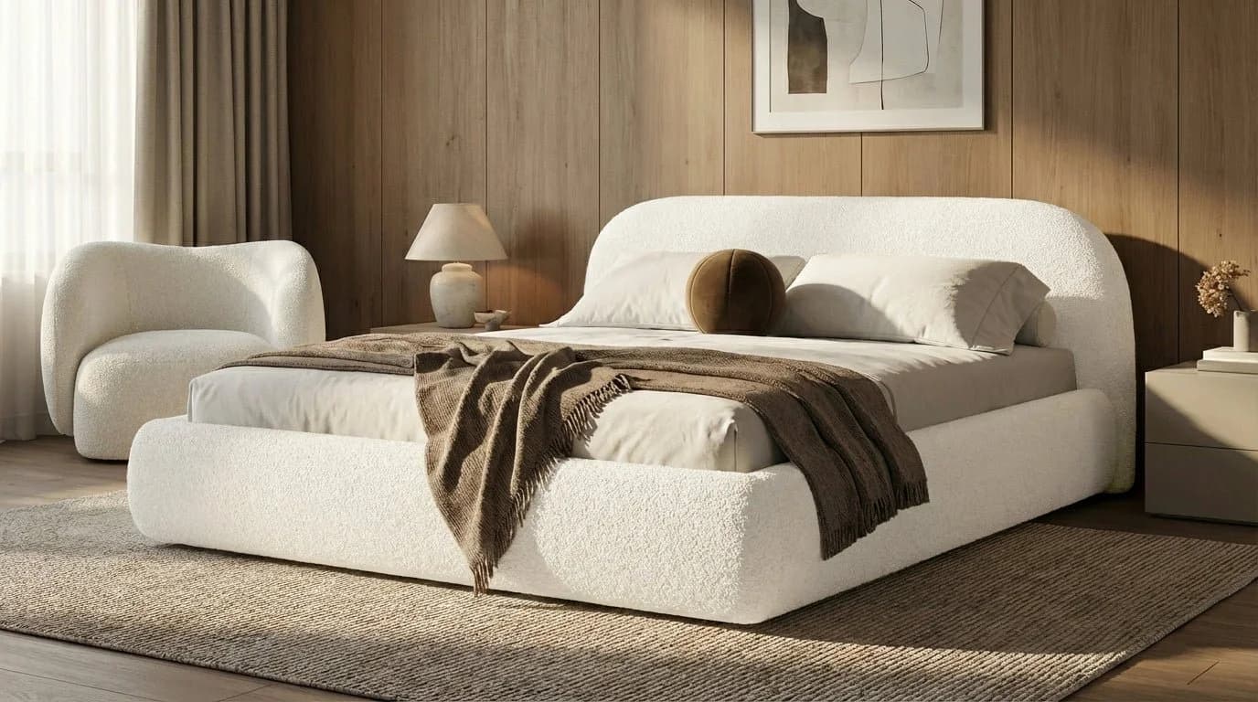 Luxusbetten24 Polsterbett Luma Weiß Bouclé mit Stauraum - Bild 3