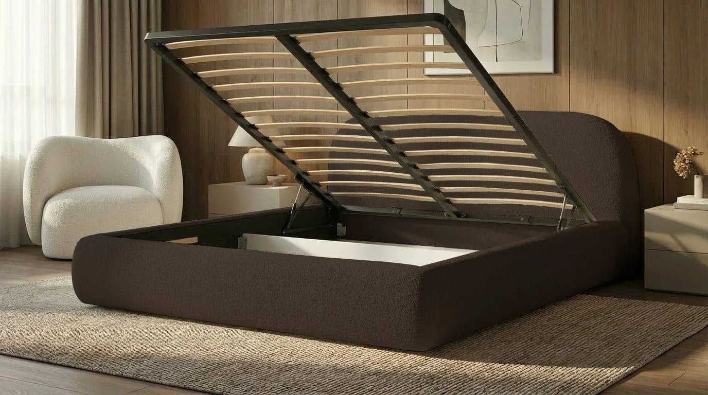 Luxusbetten24 Polsterbett Luma Braun Bouclé mit Stauraum - Bild 3