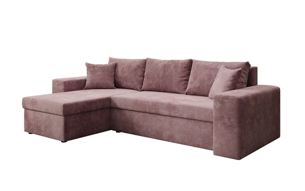 Luxusbetten24 Schlafsofa Denver Cord Mauve mit Stauraum - Bild 2