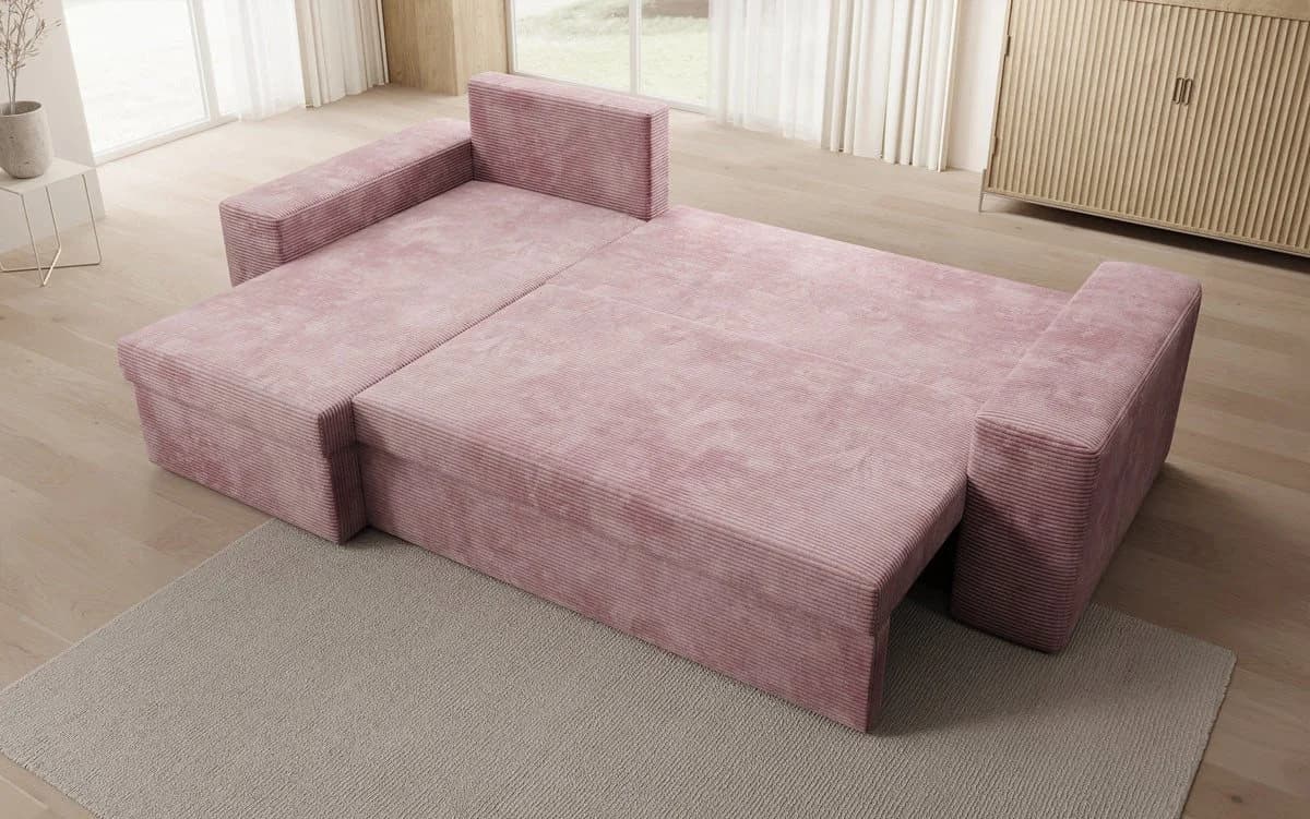 Luxusbetten24 Schlafsofa Denver Cord Mauve mit Stauraum - Bild 3