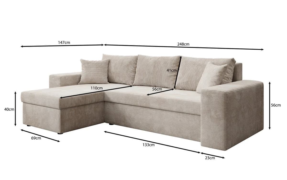 Luxusbetten24 Schlafsofa Denver Cord Mauve mit Stauraum - Bild 5
