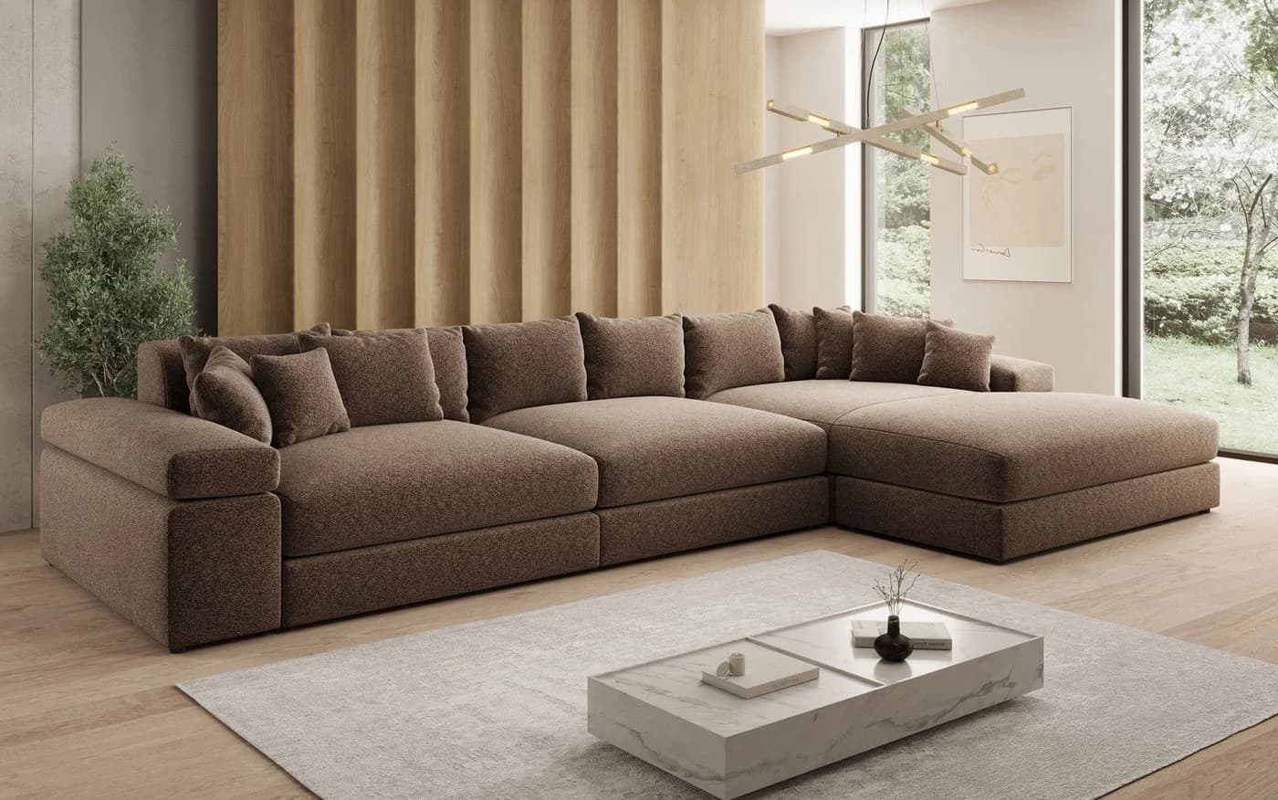 Luxusbetten24 Designer Sofa Bernardo L Maxi Braun mit Ottomane