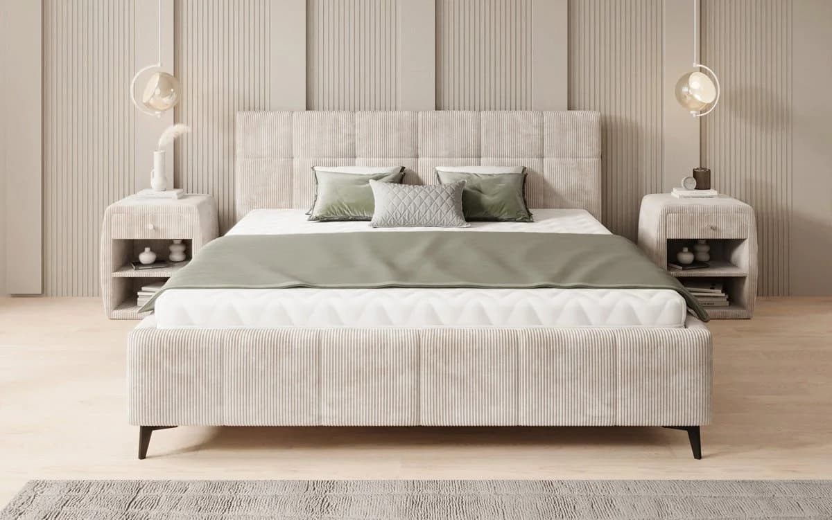 Luxusbetten24 Polsterbett Nelly Beige Cord mit Stauraum - Bild 3