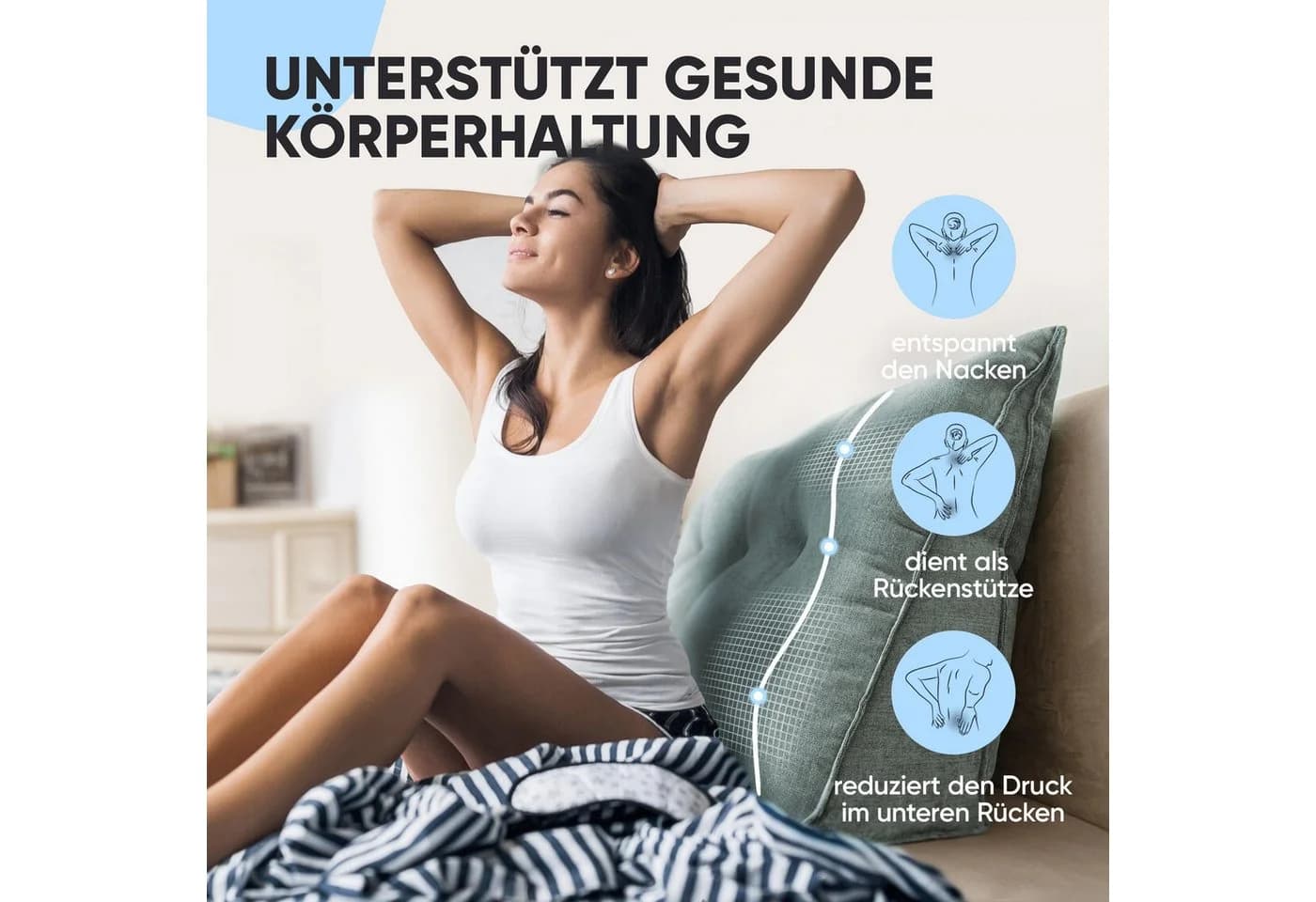 Björn&Schiller Rückenkissen Lesekissen Türkis 70 cm - Bild 3