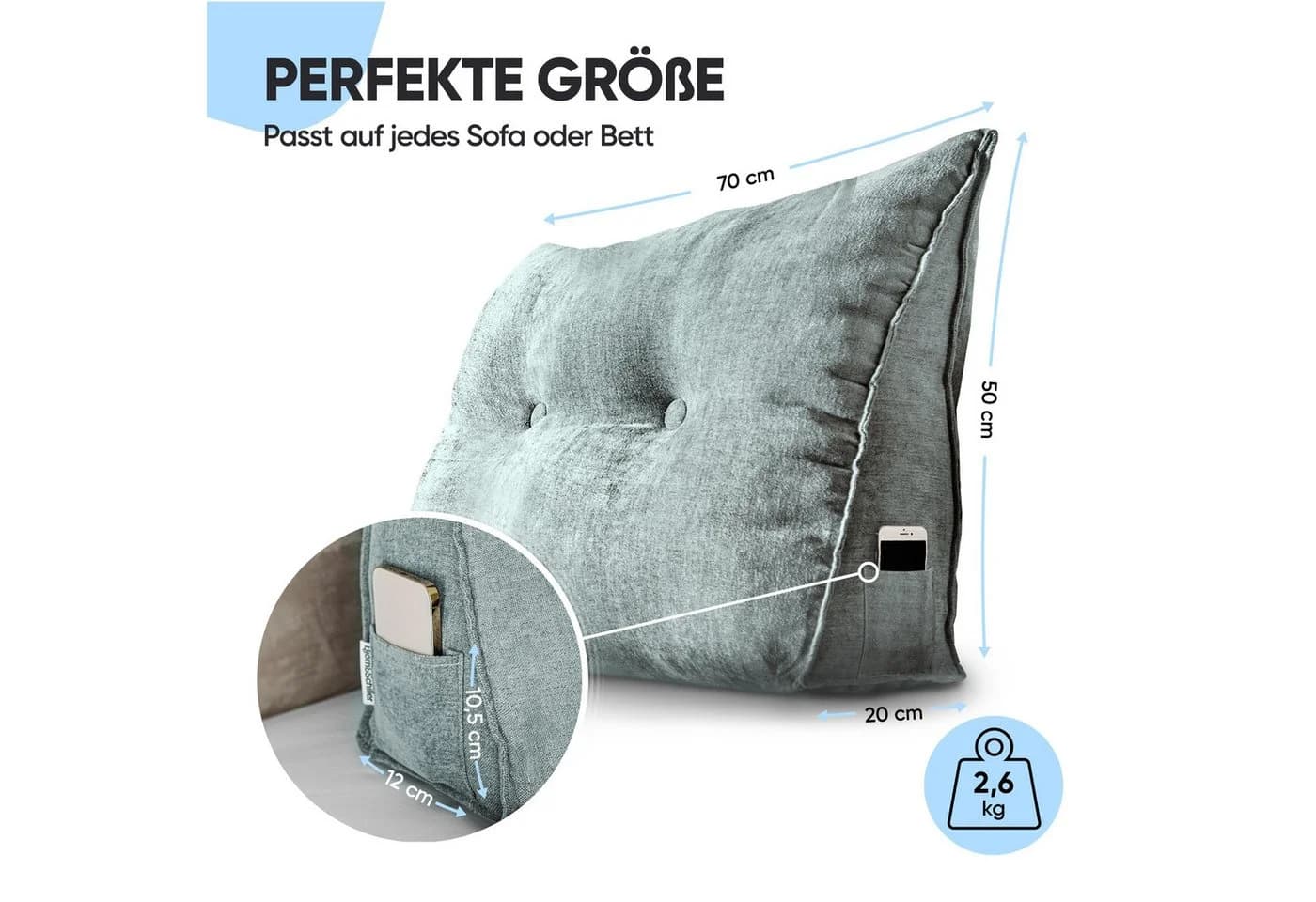 Björn&Schiller Rückenkissen Lesekissen Türkis 70 cm - Bild 4