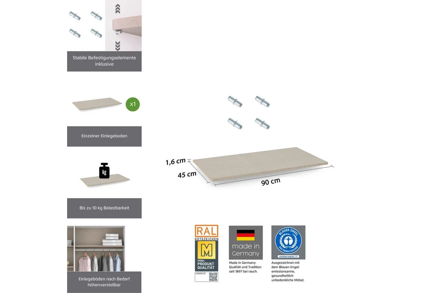 Einlegeboden Rauch Leinenoptik hell Holzwerkstoff - Bild 4