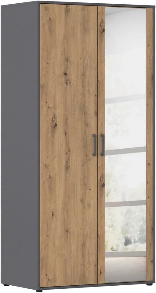 Rauch Drehtürenschrank Kleiderschrank Garderobe Wäscheschrank Voyager Graumetallic Eiche - Bild 2