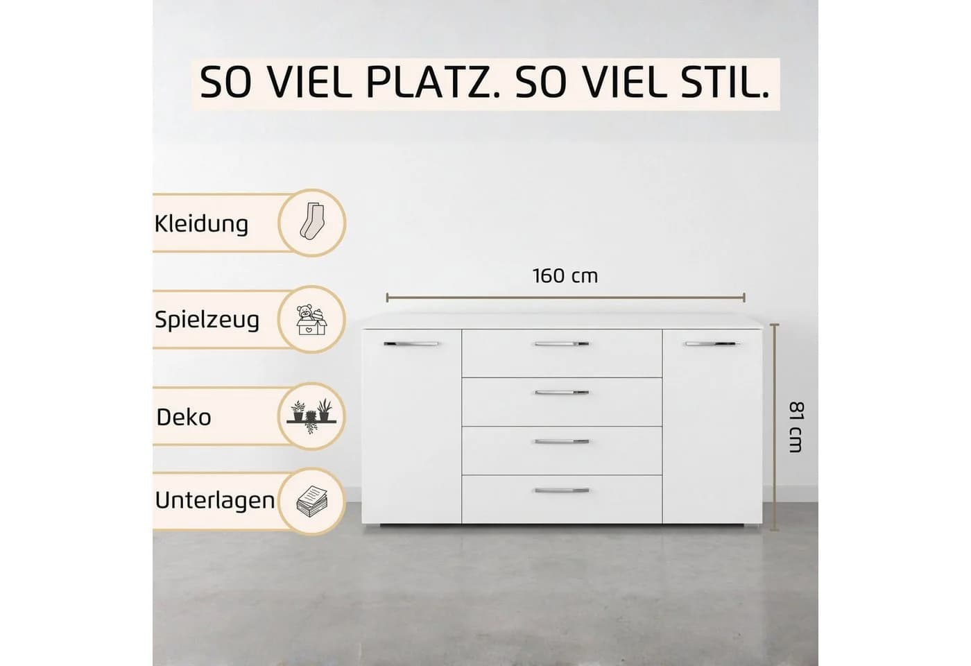 Rauch Kombikommode Montclar beige Hochglanz mit Soft-Close - Bild 3