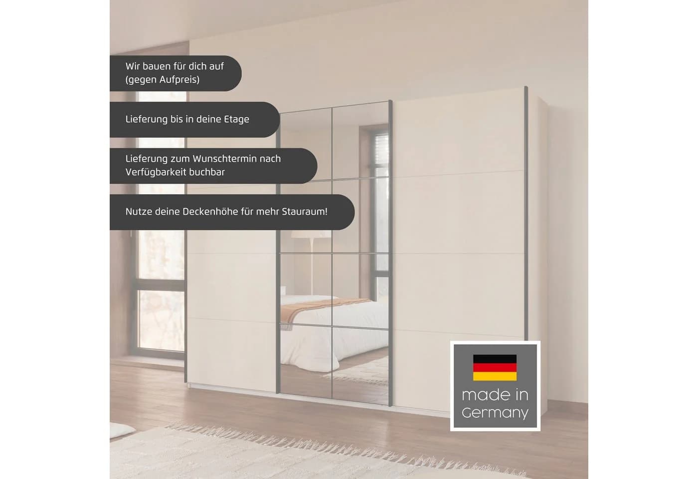 Kleiderschrank OTTO HOME Schwebetürenschrank BAVENO Beige - Bild 3