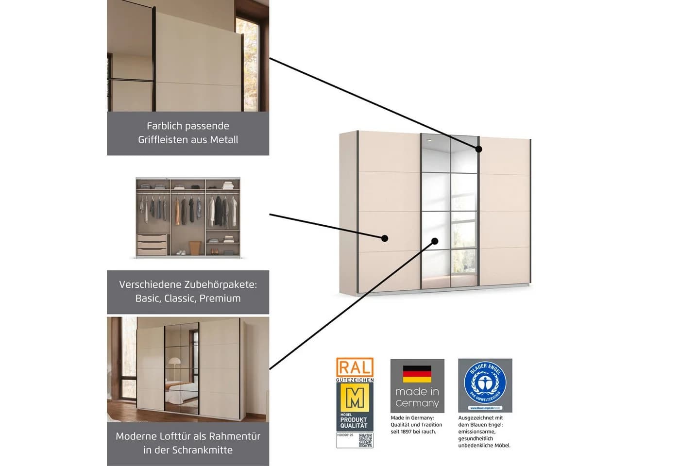 Kleiderschrank OTTO HOME Schwebetürenschrank BAVENO Beige - Bild 5