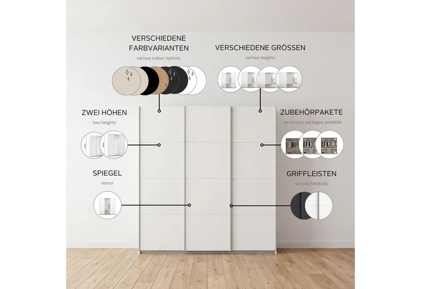 rauch Schwebetürenschrank KOLUNA Weiß mit Spiegel - Bild 3