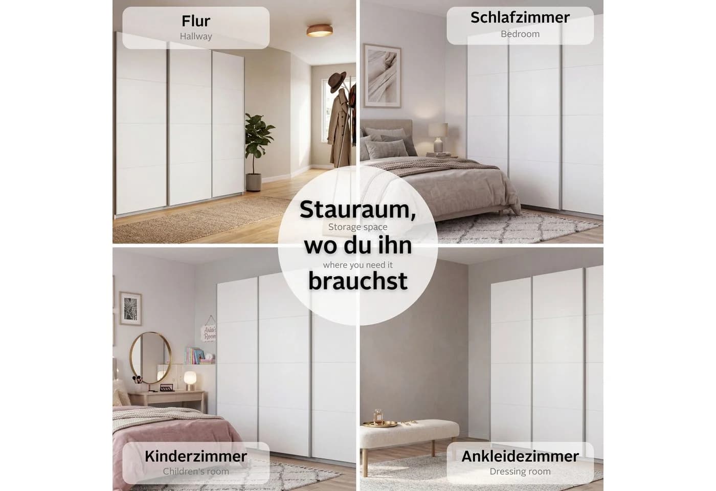 rauch Schwebetürenschrank KOLUNA Weiß mit Spiegel - Bild 5