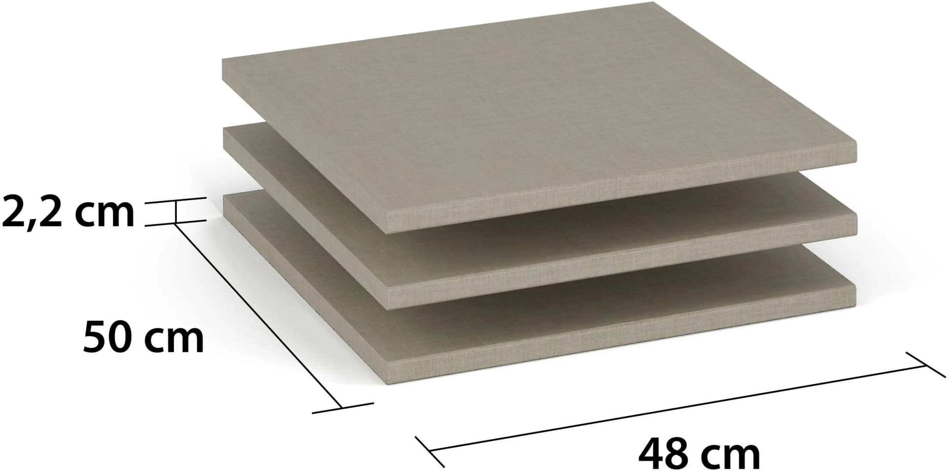 Rauch Einlegeboden 3-tlg. Beige Leinenoptik für Drehtürenschränke