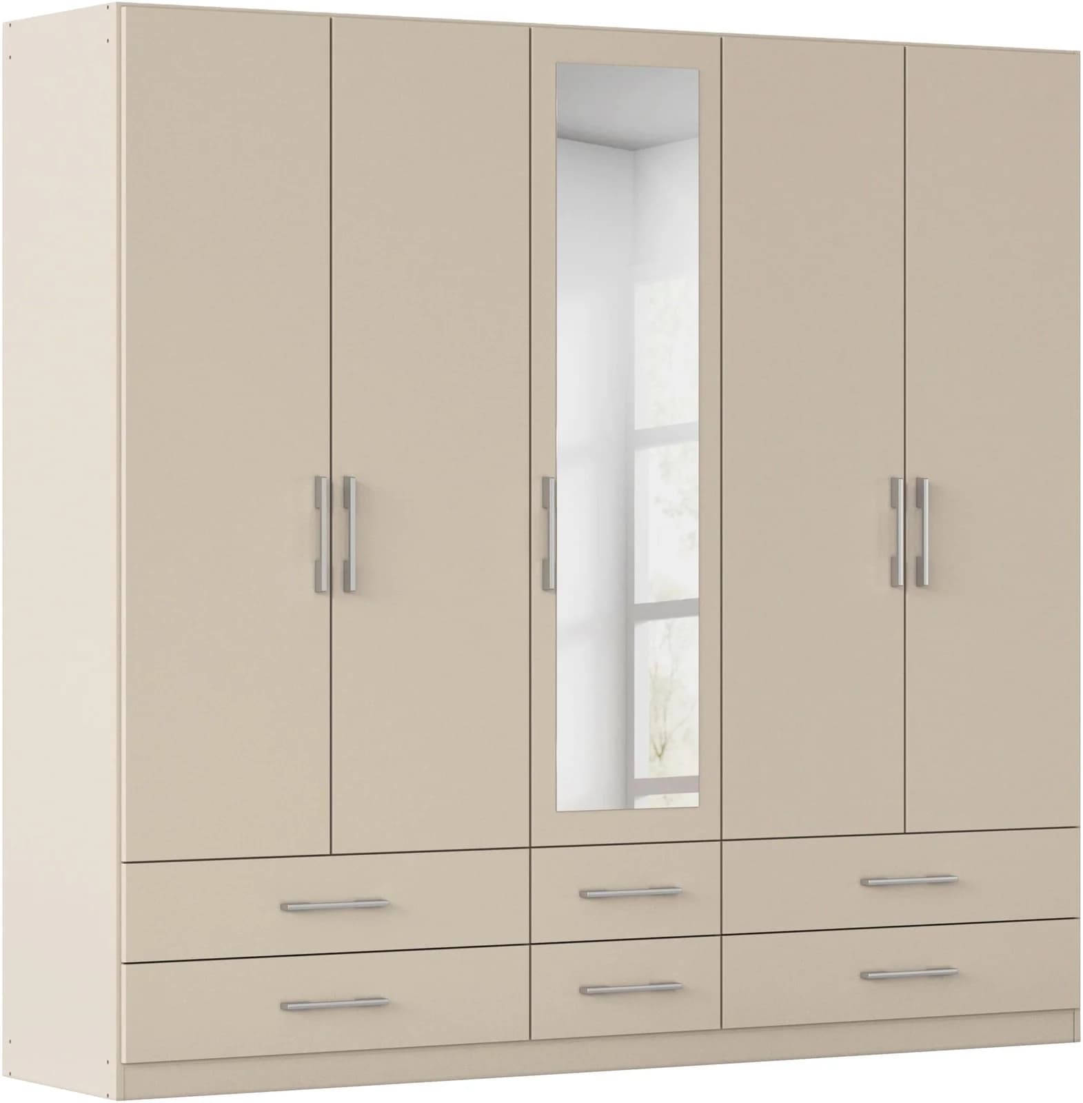 Rauch Kleiderschrank HERSBRUCK Beige mit Spiegeltüren