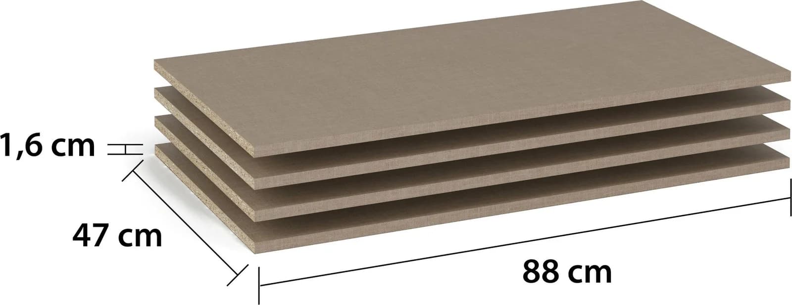 Rauch Einlegeboden 4er-Set Leinenoptik hell 88x47x1,6 cm