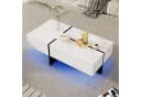 OKWISH Couchtisch Hochglanz Marmoroptik mit LED-System und Schubladen Bild 4