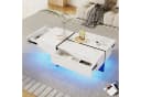 OKWISH Couchtisch Hochglanz Marmoroptik mit LED-System und Schubladen Bild 5