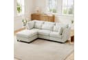 OKWISH Ecksofa L-förmig Beige Leinen mit Hocker Bild 2