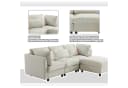 OKWISH Ecksofa L-förmig Beige Leinen mit Hocker Bild 3