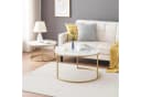 OKWISH Couchtisch 2-teiliges Set Weiß+Gold Marmormuster Bild 4
