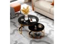 OKWISH Couchtisch 2-tlg. Schwarz Marmoroptik Verschachtelbar Bild 2