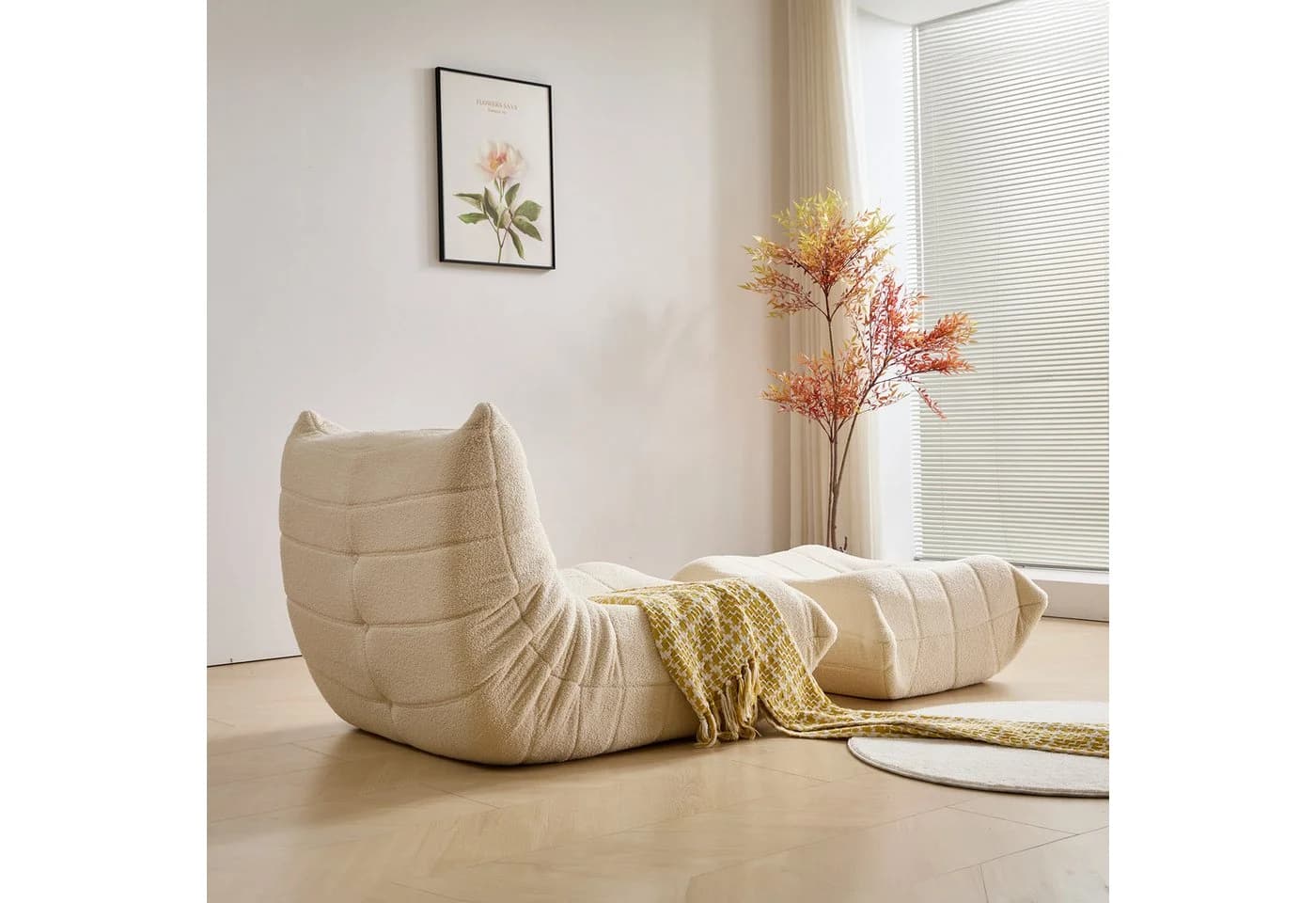 OKWISH Sofa Wohnzimmer Sofa Teddyfleece+Schaumstoff mit hoher Dichte 2 Teile - Bild 4