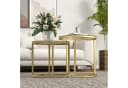 OKWISH Couchtisch 2er-Set Gold stapelbar Stahlrahmen Hartglas Bild 1