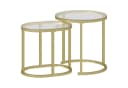 OKWISH Couchtisch 2er-Set Gold stapelbar Stahlrahmen Hartglas Bild 3